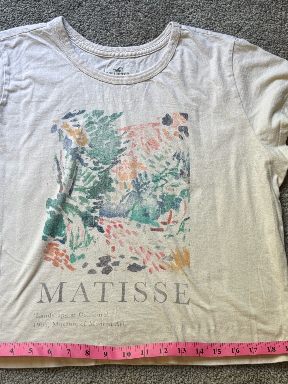 Hollister Cream Matisse 100% Cropped Cotton Graphic Tee XL - Picture 3 of 7